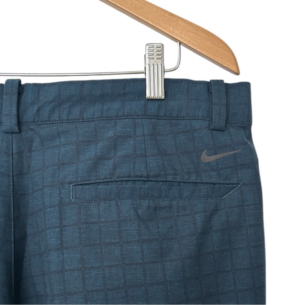 Nike Golf Tour Performance Dri-Fit Blue Black Plaid Checkered Size 36 11 inch